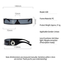 Nouvel Arrivage Modèle 630 Lunettes de Soleil Cyberpunk Futuristes à Monture Carrée Pleine en PC avec Logo Étoile UV400 Unisexe pour Soirées Rave