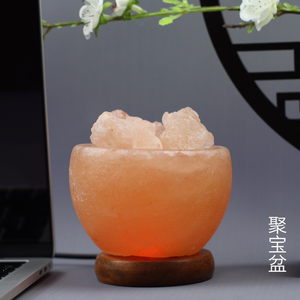 Lampe de sel USB en pierre de l'Himalaya, sculptée à la main, purificateur, veilleuse, lampe en cristal de roche, base en bois, colorée, naturelle, appartement, CE - Product Image 5