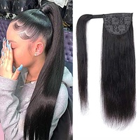 Queue de cheval cheveux humains enveloppant queue de cheval soyeuse droite Remy Extensions de cheveux 100% extensions de cheveux brésiliens couleur naturelle