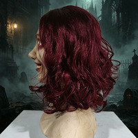 Masque en latex de femme souriante effrayante, masque intégral avec perruque rouge pour fête d'Halloween et événements thématiques