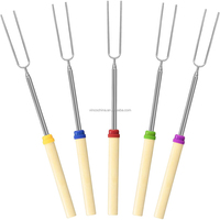 Fourchettes extensibles de 32 pouces de long Bâtons de rôtissage de guimauve Bâton de Smores pour foyer-Brochettes de feu de camp Hot Dog
