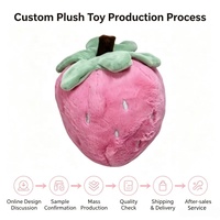 Coussin en peluche fraise rose moelleux, jouet en peluche doux en forme de fruit, vente en gros, fabricant de jouets en peluche, jouets et cadeaux en peluche personnalisés pour enfants