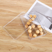 Conteneur alimentaire rectangulaire transparent en plastique PS recyclable pour gâteau, pour tiramisu, avec design scellé