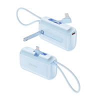 Chargeur de téléphone portable mini powerbank LED bleu personnalisé KC CCC CE PSE 22,5W 10000mAh Type-C, capsule bleue, powerbanks portables avec support