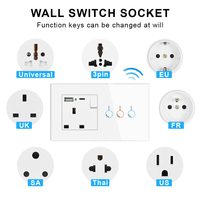 Prise murale intelligente WiFi Tuya de type 146 avec panneau en verre et prise UK, multifonction, compatible Google Alexa pour la maison intelligente