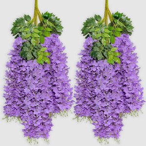 Guirnalda de Flores Artificiales de Glicinia Violeta Colgante de 100cm-200cm para Decoración de Bodas y Hogar - Product Image 1