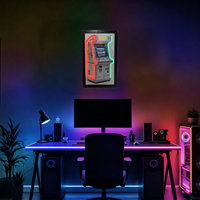 Kanluck Néon Arcade Cabinet Moderne Cadre Noir Suspendu Led Wall Art Print 30x50cm Anniversaire