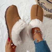 Bottes de neige à semelle épaisse pour femmes, fourrure, une seule pièce, hauteur accrue, tube court, bottes en laine polaire, chaussures chaudes en coton pour l'hiver