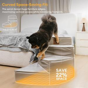 Spiralförmige Hundetreppe Hunderampe mit Waschbarem Bezug, Rutschfeste Stufen für Kleine und Mittelgroße Hunde und Katzen, Strapazierfähige Schaumstoffleiter für Couch und Sofa - Product Image 2