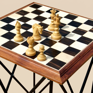 Wooden Chess <b>Table</b> With Classic Pieces Durable Design For Playing Unisex Use - Product Image 1