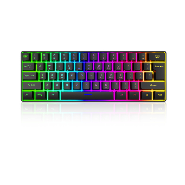 Rgb Backlight Wired Connections Membrane 61 Keys Keyboard Computer Gaming Mechanical Keyboard