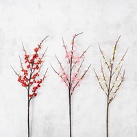 Décoration d'intérieur : Fleur artificielle en soie de prune de Luoyang, fausse fleur, plante verte, style chinois, faite à la main, pour meuble TV