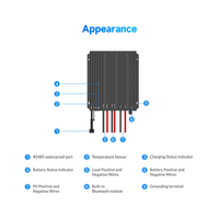 Epever IP68 étanche Tracer7810CPN RS485 Communication MPPT Colar Contrôleur de charge 30A 12/24V Auto avec bluetooth