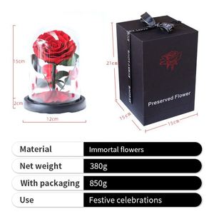 Rosa Eterna Roja al por Mayor, 1 o 3 Piezas, Rosa Seca Preservada de Lujo en Cúpula de Cristal - Product Image 2