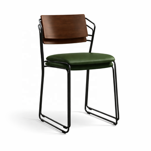 Real Leather Antique <b>Stackable</b> <b>Dining</b> <b>Chair</b> Industrial Restaurant Bistro Seating Metal Frame Contract Furniture Seat AKKU ART - Product Image 1