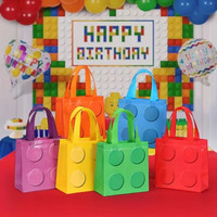 Sacs cadeaux en forme de blocs de construction, contenants créatifs pour fêtes, cadeaux de Pâques pour enfants, pochettes de rangement imperméables réutilisables, impression personnalisée