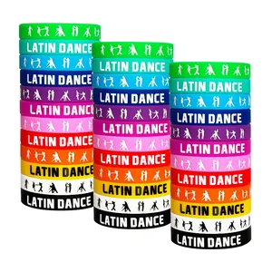 제조업체 댄스 실리콘 팔찌 라틴 댄스 로고 저녁 파티 대회 이벤트 맞춤형 로고 고무 팔찌