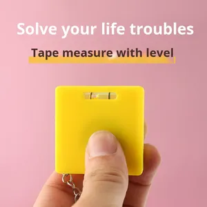 Biểu Tượng Tùy Chỉnh 1M Mini Keychain Băng Vuông Đo Với Mức Độ Bong Bóng Thép Thước Băng Đo Mức Độ Cai Trị Cho Món Quà Mục Đích - Product Image 6