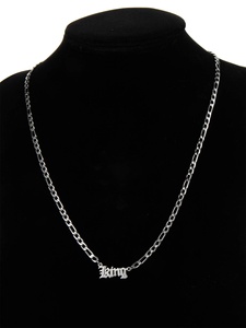 Ensemble de 2 colliers et bracelets pour hommes en acier inoxydable, avec étiquette nominative tendance - Product Image 4