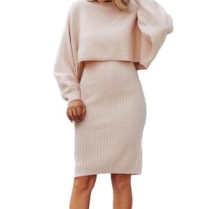 Vestido de Punto Personalizado al por Mayor, OEM, de Alta Calidad, Dos Piezas, Otoño e Invierno, Estilo Informal, Color Sólido, Suéter - Product Image 1
