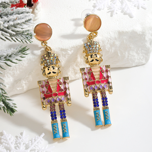 Giáng Sinh Nutcracker Soldier Rhinestone Phụ Nữ Của Bông Tai Dầu Thả Men Sáng Tạo Thời Trang Phụ Nữ Của Bông Tai - Product Image 5