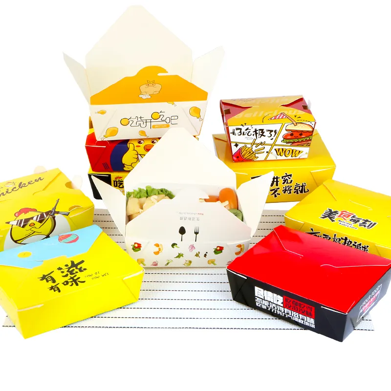 カスタマイズされた持ち帰り用食品グレードの韓国紙ホットドッグでフレンチフライドチキンカートンバーガーボックス印刷ファーストフードペーパーボックス