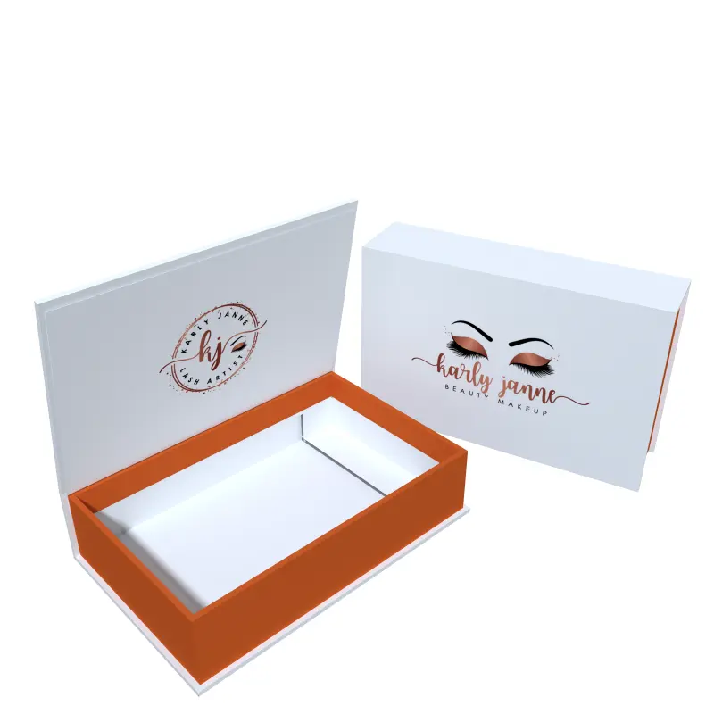 กล่องบรรจุกล่องแข็งแม่เหล็กขั้นสูงสำหรับความงามที่ขนตาปลอมกล่องของขวัญแบบสั่งทำ