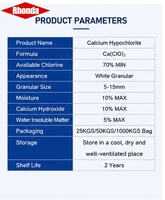 RHONDA CHC Hypochlorite de Calcium 65% 70% Chlore Disponible en Poudre et Granulés à Dissolution Rapide pour Traitement de l'Eau des Piscines