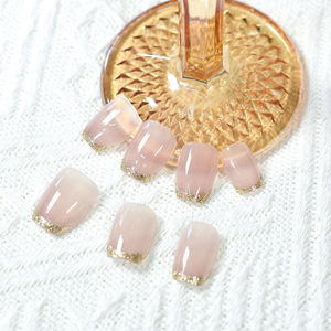 <span class=keywords><strong>Uñas</strong></span> Postizas <span class=keywords><strong>con</strong></span> Purpurina Dorada, Puntas Francesas, Cuadradas Transparentes, Cortas, <span class=keywords><strong>Uñas</strong></span> Artificiales <span class=keywords><strong>con</strong></span> Diseño, Cobertura Completa - Product Image 3