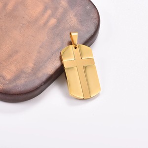 Pendentif Chaîne Breloque Croix en Acier Inoxydable Colliers Breloques Bijoux Religieux Foi Prière Rectangle - Product Image 2