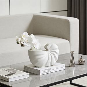 Pot de fleurs en béton créatif à motif coquillage, décoration artistique de bureau, couleur et logo personnalisés, vase pour fleurs séchées Phalaenopsis - Product Image 5