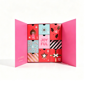 Caja de Adviento Personalizada con 12 Compartimentos para Dulces, Diseños Coloridos, Cajones Fáciles de Abrir, Impresión Premium - Product Image 1