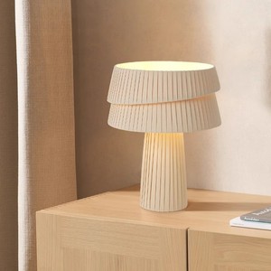 Lampe de table de style japonais Wabi Sabi, E27 LED, forme de champignon crème, luminaire de chevet - Product Image 1