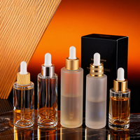 Flacon en verre transparent ambré rose orange bleu vert épais de 30 ml, flacon compte-gouttes cylindrique haut de 1 once