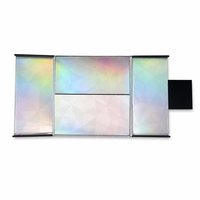Boîte à double porte en carton noir de luxe, intérieur irisé, plateau transparent, emballage personnalisé pour maquillage, boîte cadeau rigide