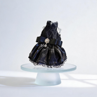 Robe de Gala de Luxe Noire en Dentelle pour Animaux de Compagnie, Élégante Robe de Mariage pour Chien avec Pendentif Strass, Tenue de Princesse pour Petits Chiens et Chats