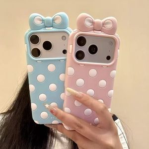 Custodia 3D con Fiocco a Pois <span class=keywords><strong>per</strong></span> iPhone 17 16 15 14 13 Pro Max, in Silicone Morbido Estetico, con Nastro Kawaii, Idea Regalo <span class=keywords><strong>per</strong></span> Ragazze e Donne - Product Image 4