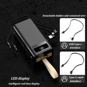 OEM Logo 50000mAh Powerbank công suất lớn hơn ngân hàng điện xách tay 100000mAh ngân hàng điện siêu công suất sạc với cáp - Product Image 4