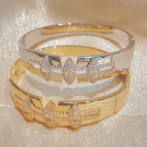 Geometric Leaf Zircon <b>Bracelet</b> Gold Plated <b>Copper</b> Jewelry Gift Summer 2025 - Product Image 4