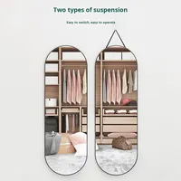 Miroir mural autocollant portable, design minimaliste, cadre personnalisable, pour chambre à coucher, sans perçage, fabrication chinoise