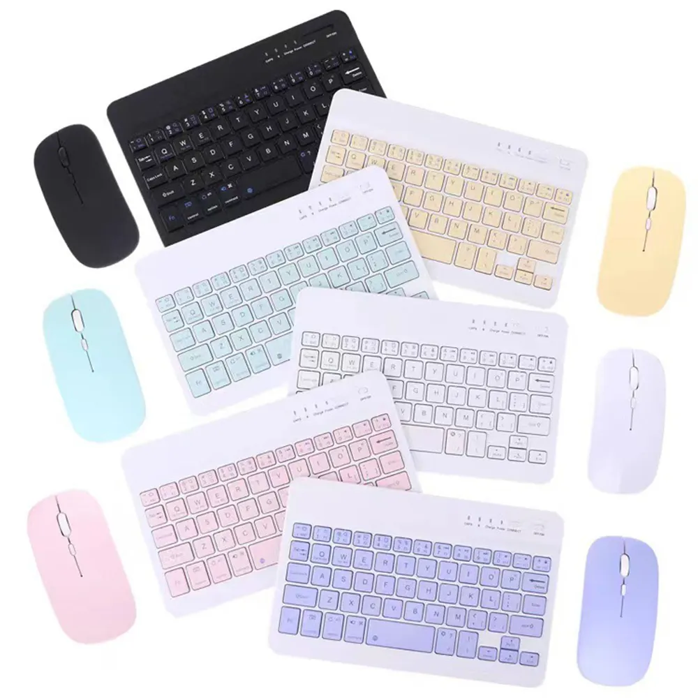 Hot Sales Multi-color 10 inch Bluetooth Keyboard And Bluetooth Mouse Combos Set for IPad Iphone Smartphone Tablet PC Smart TV