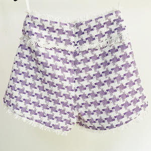 H3271 Shorts en tweed en tissu <span class=keywords><strong>pied</strong></span>-<span class=keywords><strong>de</strong></span>-<span class=keywords><strong>poule</strong></span> élégants et classiques <span class=keywords><strong>de</strong></span> haute qualité pour femmes - Product Image 5