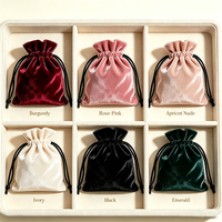 Bolsa de Terciopelo de Lujo con Logotipo Personalizado, Bolsa de Terciopelo Brillante Premium con Cordón para Anillos, Aretes, Embalaje de Regalos
