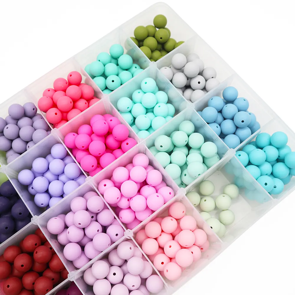 Wholesale BPA Free Funny Baby Teething Chew Silicone Focal Round Beads