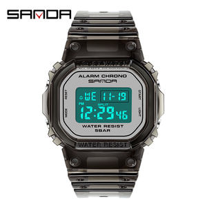 SANDA 2009 marca de moda de deporte reloj de las mujeres de los hombres transparente correa de resina LED Digital alarma cronómetro reloj jóvenes reloj electrónico - Product Image 3