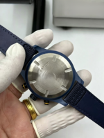 Montre mécanique automatique de luxe haut de gamme pour homme, style pilote, boîtier en céramique bleue, chronographe, calendrier, semaine, réserve de marche, haute qualité