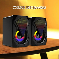 Penjualan Panas X2 Mini 2.0 RGB LED Speaker Gaming dengan Efek Suara Game 3Wx2 untuk Aksesori Komputer PC.