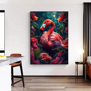 Lion flamant rose <span class=keywords><strong>Panda</strong></span> singe dans la fleur Jungle Art affiches Animal sauvage Art toile impression mur Art photo décor à la maison peinture - Product Image 3