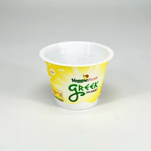 IML stampato su misura confezione rotonda in plastica pp contenitore per yogurt contenitore tazza di yogurt con coperchio e cucchiaio