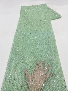 Ni. Ai thiết kế mới lớn sequin ren lưới ren thêu vải đính cườm ren lưới vải ren với sequin - Product Image 3